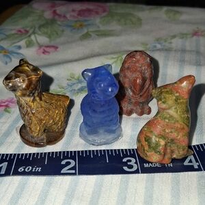 Handcrafted Stone Animal Figurines Set - Multicolor